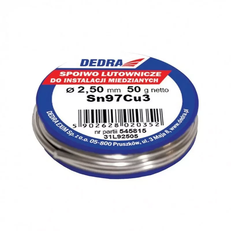 Spoiwo lutownicze 2,5mm Sn97Cu3 50g 31L92505 DEDRA