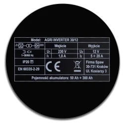Prostownik inwertorowy AGRI 30 12V /5-20A (50-300Ah) ŻÓŁTY MAGNUM