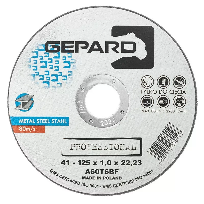 Tarcza do metalu 41 95A 125x1,0x22 GEPARD PROFESSIONAL