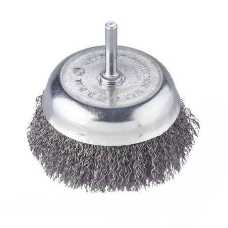Szczotka doczołowa z trzpieniem, drut falowany 100mm Verkatto