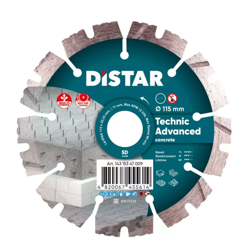 Tarcza diamentowa tnąca 1A1RSS 115mm TECHNIC ADVANCED DISTAR