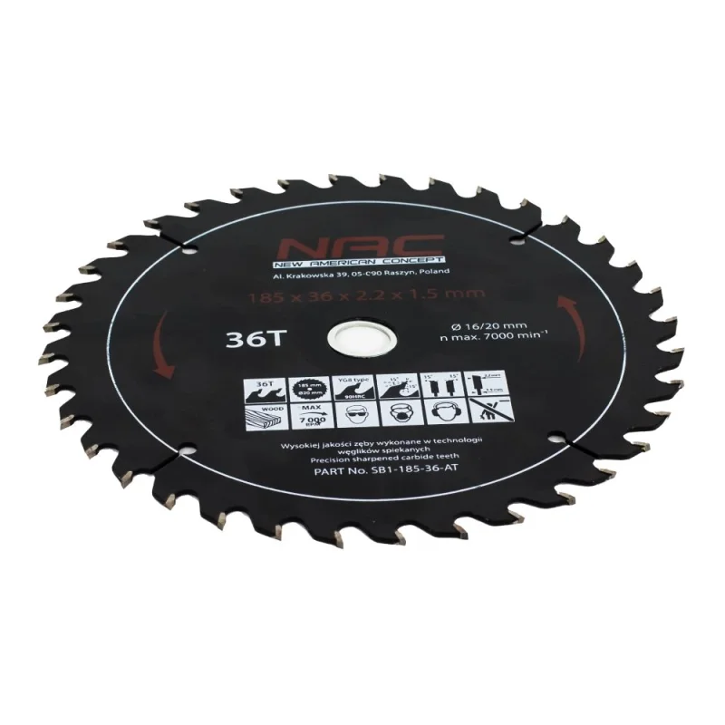 Tarcza widiowa do drewna 185mm 36T SB1-185-36-ATNAC