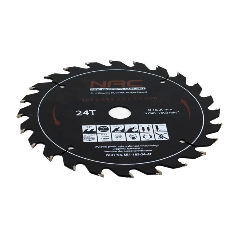 Tarcza widiowa do drewna 185mm 24T SB1-185-24-AT NAC
