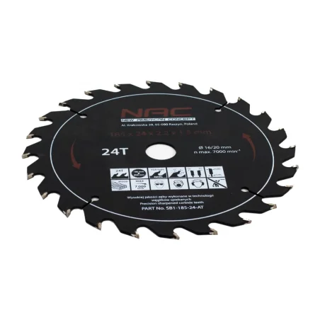Tarcza widiowa do drewna 185mm 24T SB1-185-24-AT NAC
