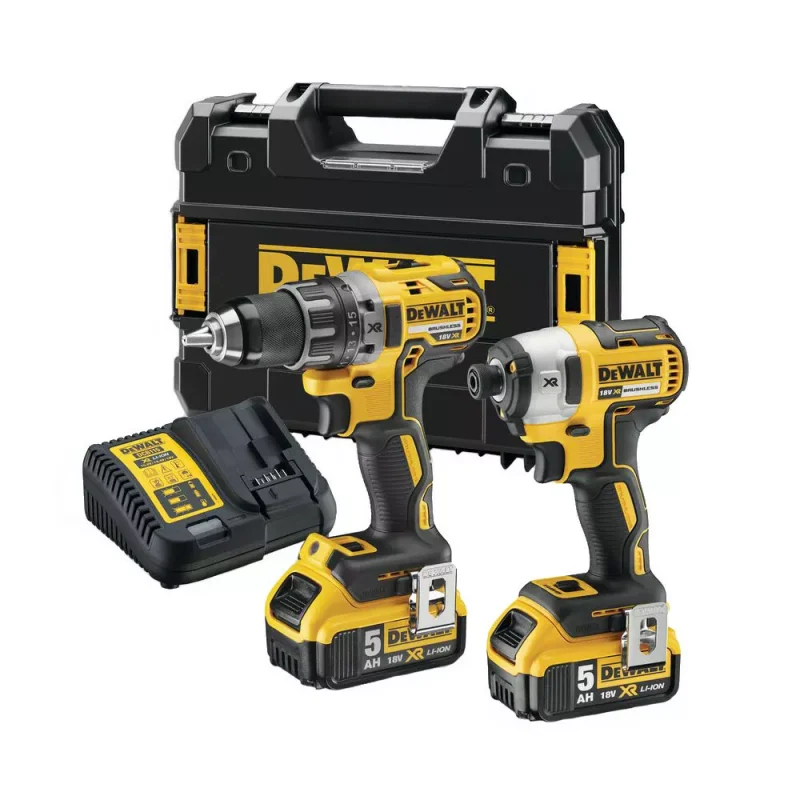 Zestaw narzedzi akumulatorowych 18V XR (wkrętarka bez udaru DCD791, zakrętarka DCF887, 2x5,0Ah, ładowarka, TSTAK II) DeWALT