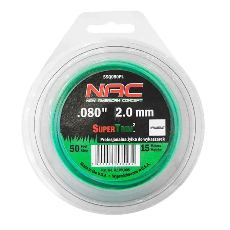 Żyłka tnąca kwadrat 2,0mm/15mb SSQ080PL  NAC