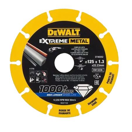 Tarcza diamentowa do cięcia metalu EXTREME® 125 x 1,3 x 22,23 mm DEWALT