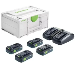 Zestaw energii 4 akumulatory 4,0 Ah Li-HighPower Compact szybka ładowarka DUO w SYS3 M 187 FESTOOL