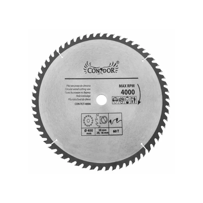 Piła tarczowa do drewna: 400 mm x 60 T CON-TCT-4006*