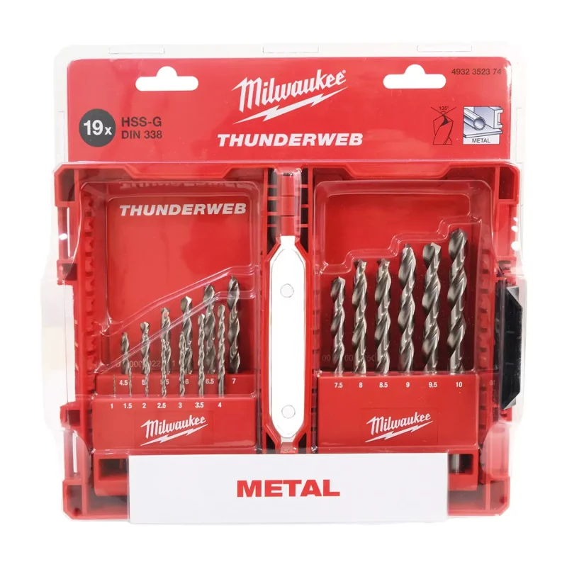 Wiertła HSS-G Thunderweb / 1 - 10 mm / co 0,5 mm kaseta met. 19 szt. Milwaukee