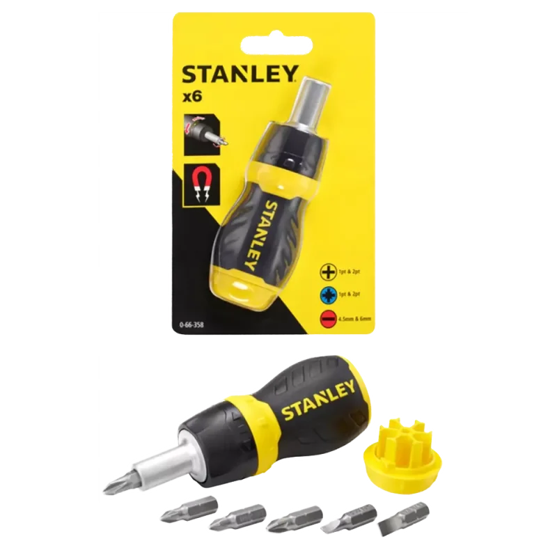 Wkrętak MULTIBIT krótki zgrzechotka + 7 końcówek STANLEY