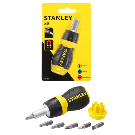 Wkrętak MULTIBIT krótki zgrzechotka + 7 końcówek STANLEY