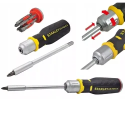 Wkrętak typu pistolet z grzechotką oraz 12 końcówkami STANLEY®