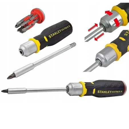 Wkrętak typu pistolet z grzechotką oraz 12 końcówkami STANLEY®