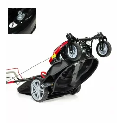 Kosiarka spalinowa z napędem 6,5KM OHV, 56 cm , central, kosz z plastic top ze wskaźnikem zapełnienia, duże koła, mycie, 4in1, 2