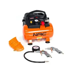 Kompresor bezolejowy 1200W+zestaw narzędzi 6szt OFC-6-12-K-GT NAC