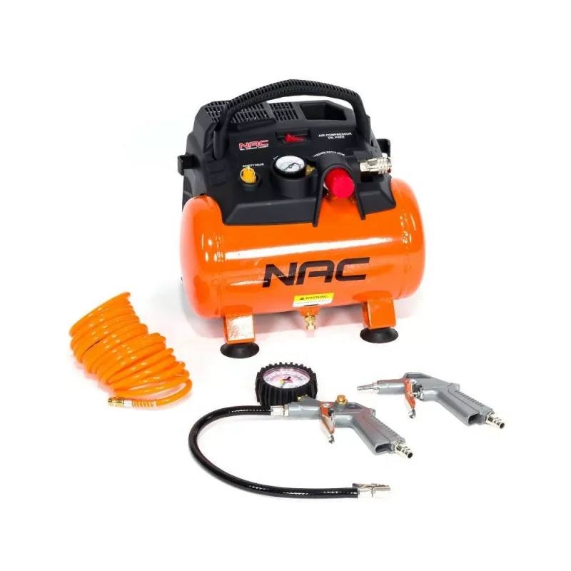 Kompresor bezolejowy 1200W+zestaw narzędzi 6szt OFC-6-12-K-GT NAC