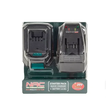 AKUMULATOR LI-ION 20V, 2Ah+ ŁADOWARAKA SET BLISTER B-20-BC-LI-20V NAC
