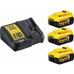 Zestaw akumulatorów 3 x 5.0Ah 18V z ładowarką DeWalt DCB115P3