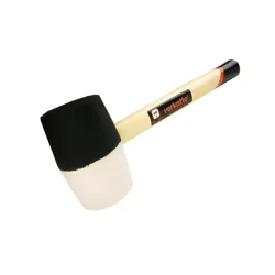 Młotek gumowy czarno-biały z drewnianym trzonkiem 680g VR-3974