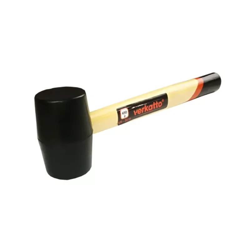 Młotek gumowy czarny z drewnianym trzonkiem 450g Verkatto