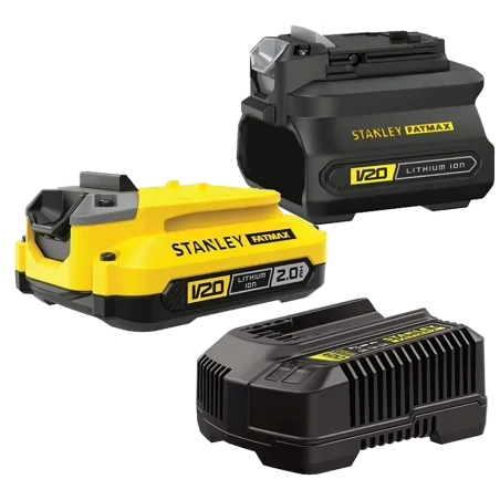 Zestaw startowy 18V akumulator 2,0Ah ładowarka i adapter STANLEY® FATMAX®