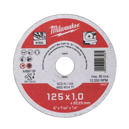 Tarcza do cięcia metalu Contractor 125X1 mm Milwaukee