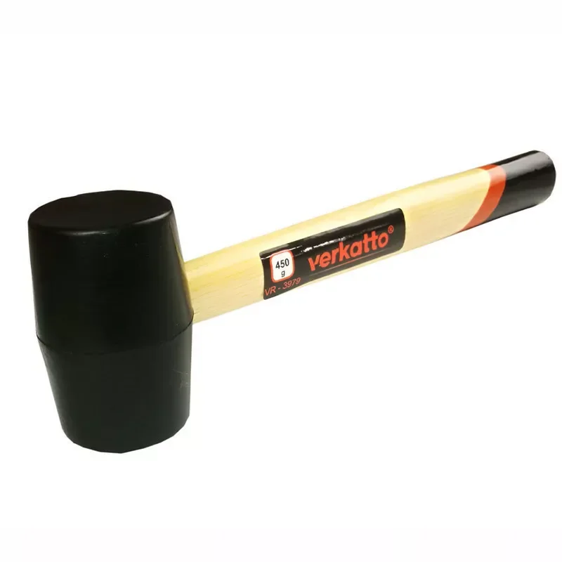 Młotek gumowy czarny z drewnianym trzonkiem 1115g Verkatto
