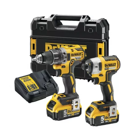 Zestaw narzedzi akumulatorowych 18V XR (wkrętarka bez udaru DCD791, zakrętarka DCF887, 2x5,0Ah, ładowarka, TSTAK II) DeWALT