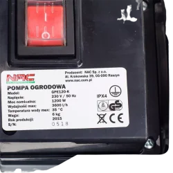 Pompa ogrodowa 1200W 3600 l/h GPE120-K NAC
