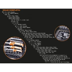 Komplet kluczy nasadowych 1/4” + 3/8” + 1/2” 137szt VERKATTO