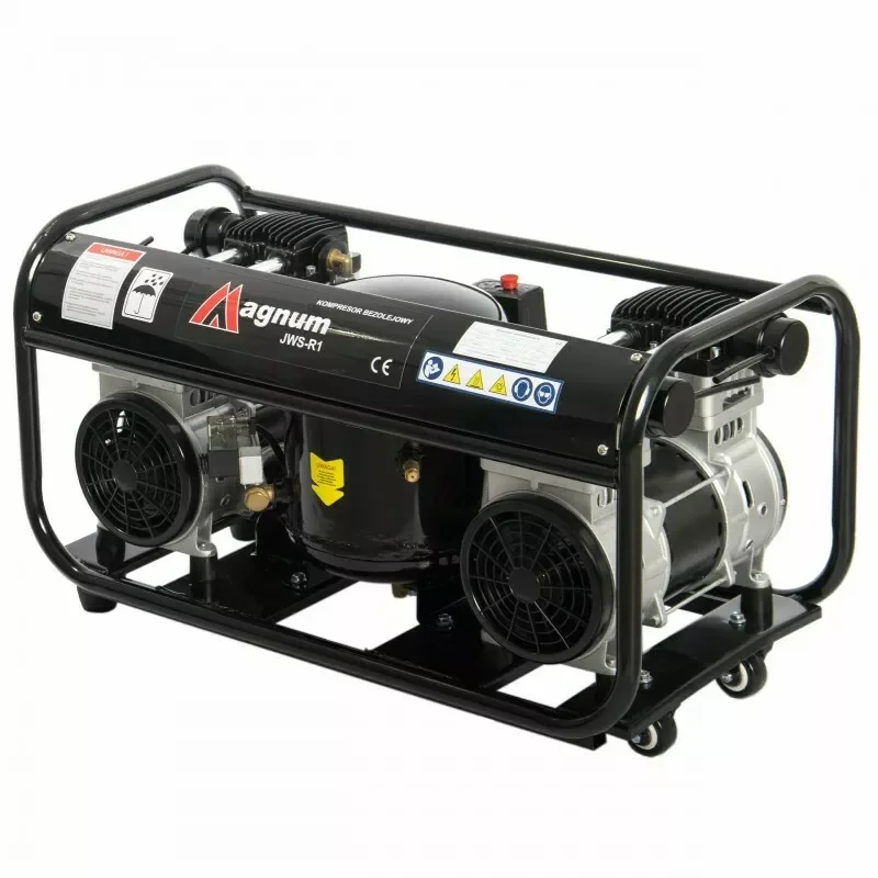 Kompresor wyciszony bezolejowy JWS-R1 w ramie 2x150W 12l 230V 400l/min MAGNUM