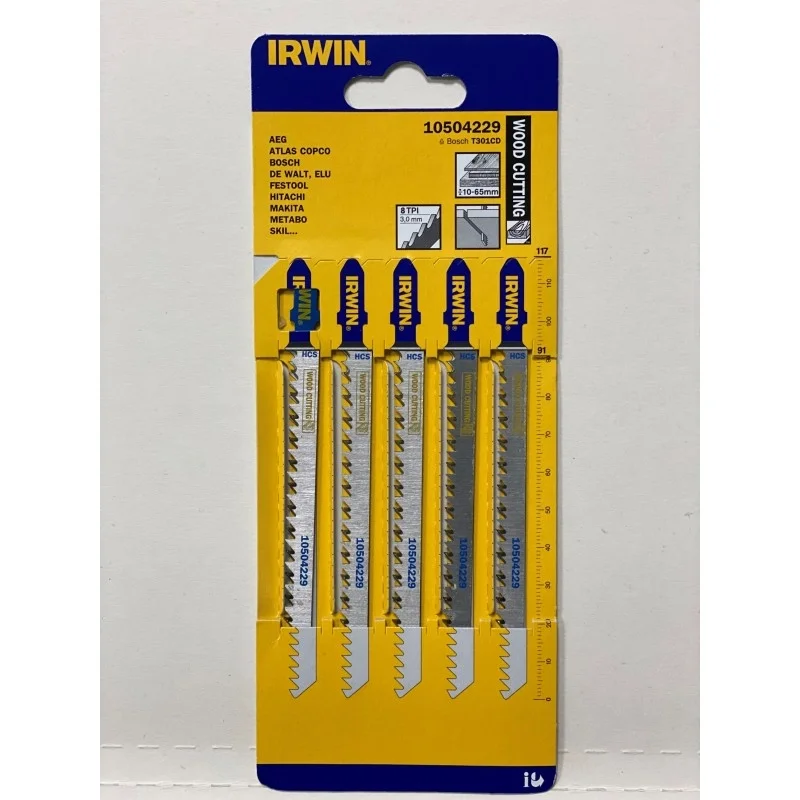 Brzeszczot do cięcia drewna HCS 115 mm/4 1/4", 8 zębów/cal, uchwyt T301CD (5szt.) IRWIN