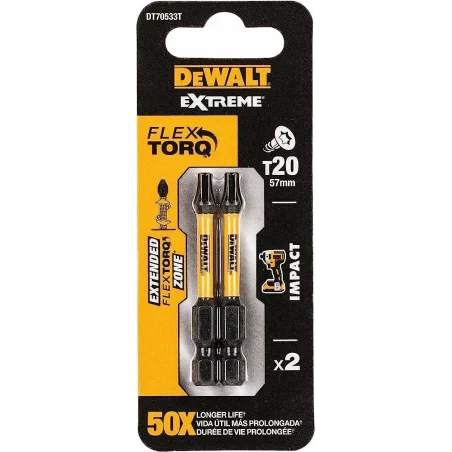 Końcówki wkrętarskie EXTREME IMPACT® Torsion T25/50 mm (opak. 2 szt.) DEWALT