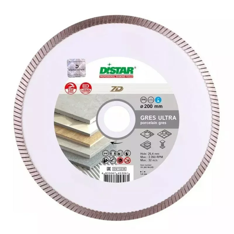 Tarcza diamentowa Gres Ultra 230x1,6x10x25,4mm do cięcia płytek ściennych i podłogowych, gresu porcelanowego DISTAR