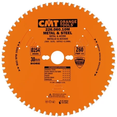 CMT 226.060.10M TARCZA PIŁA 254 x 30mm 60z DO CIĘCIA METALU STALI NA SUCHO
