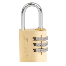 Kłódka mosiężna z zamkiem szyfrowym 25mm DEDRA