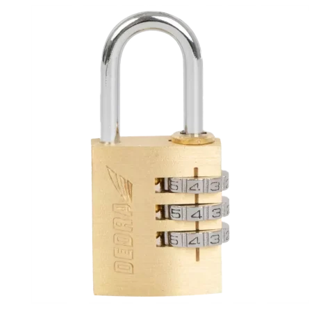 Kłódka mosiężna z zamkiem szyfrowym 25mm DEDRA