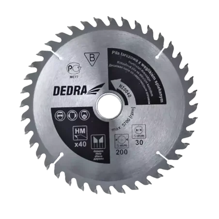 Piła tarczowa do drewna 40z 190x16mm DEDRA