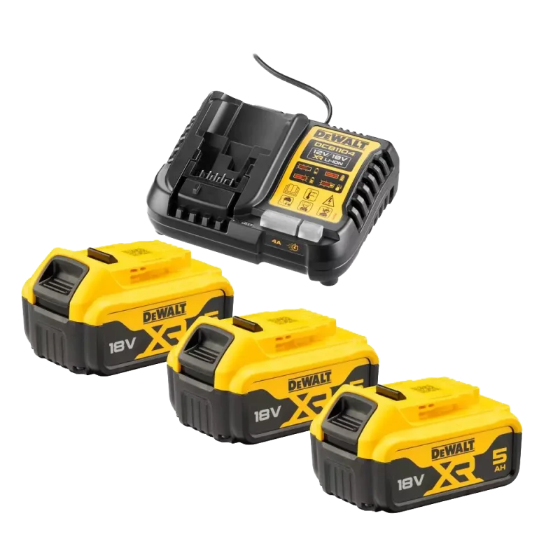 Zestaw akumulatorowy 3x 5,0Ah, ładowarka DCB1104P3 DeWALT
