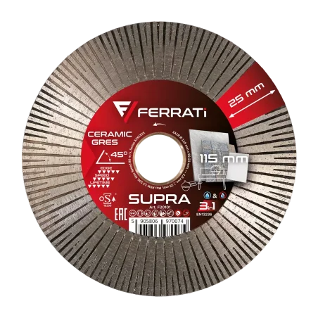 Tarcza diamentowa tnąca i szlifująca 1A1R 115mm 22,23mm SUPRA FERRATi