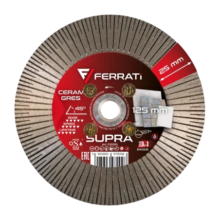 Tarcza diamentowa tnąca i szlifująca 1A1R 125mm 22,23mm/M14F SUPRA FERRATi