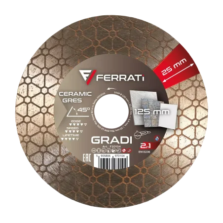 Tarcza diamentowa tnąca i szlifująca 1A1R 125mm 22,23mm GRADI FERRATi