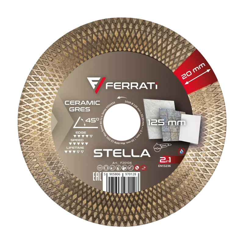 Tarcza diamentowa tnca i szlifujca 1A1R 125mm 22,23mm STELLA FERRATi