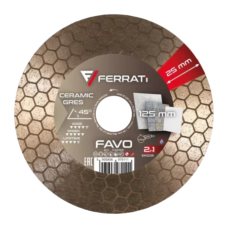 Tarcza diamentowa tnąca i szlifująca 1A1R 125mm 22,23mm FAVO FERRATi