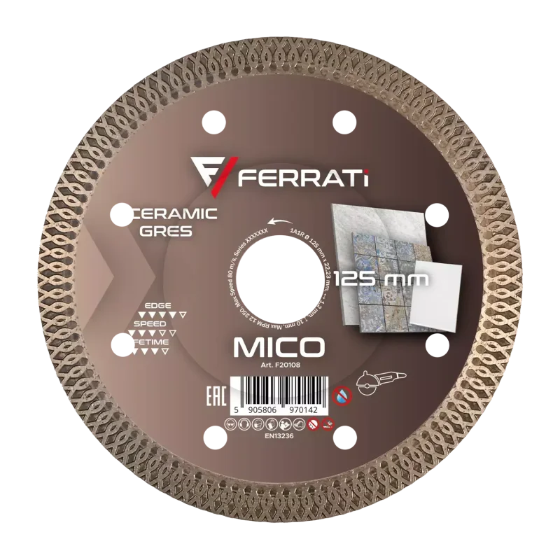 Tarcza diamentowa tnąca 1A1R 125mm 22,23mm MICO FERRATi