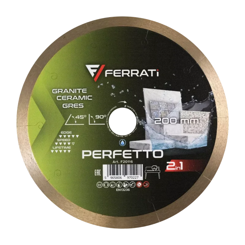 Tarcza diamentowa tnąca 1A1R 200mm 25,4mm PERFETTO FERRATi