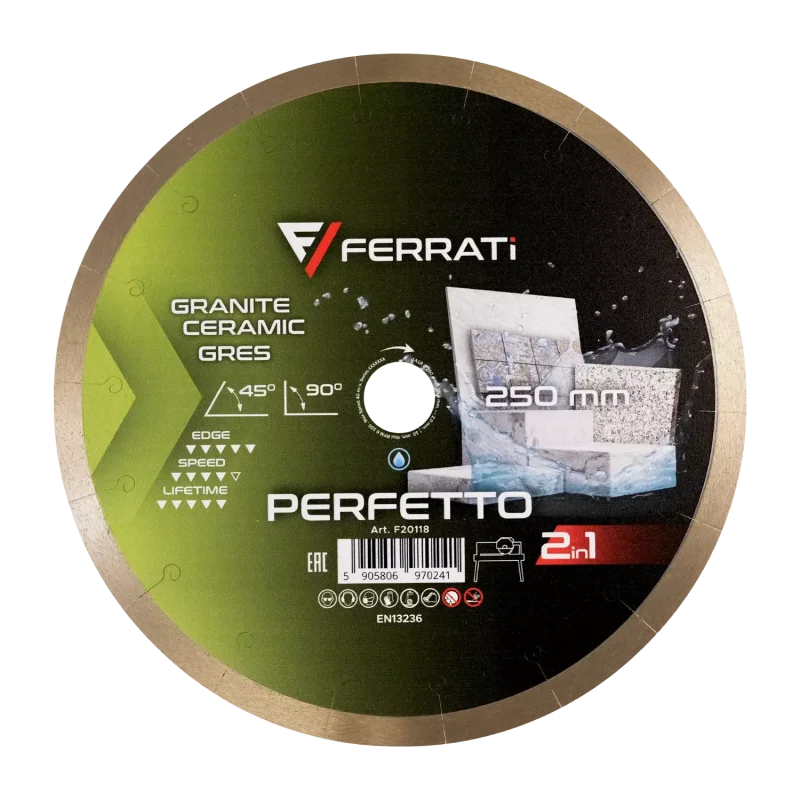 Tarcza diamentowa tnąca 1A1R 250mm 25,4mm PERFETTO FERRATi