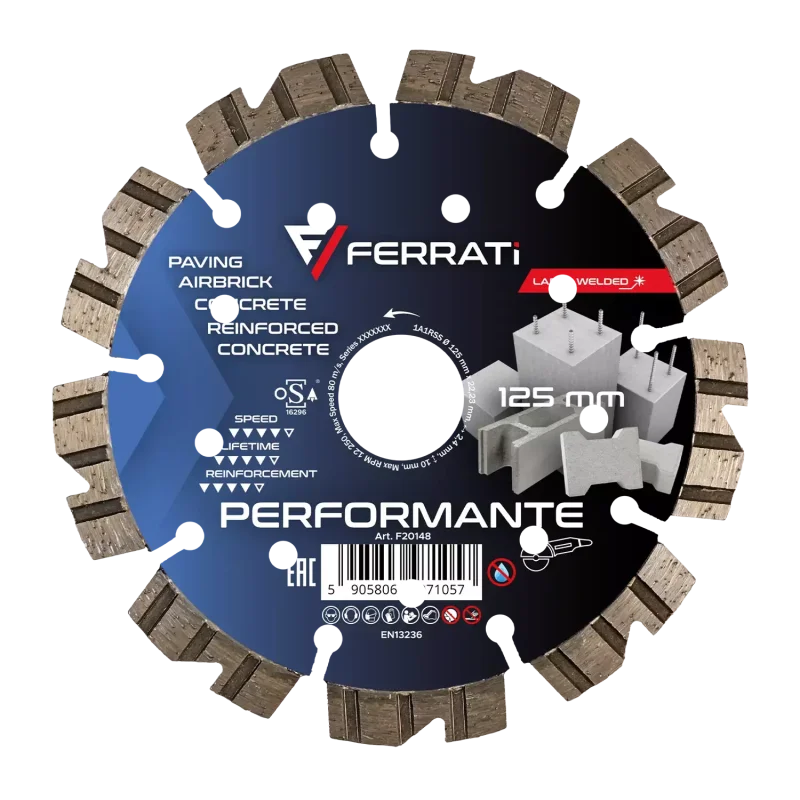 Tarcza diamentowa tnca 1A1RSS 125mm 22,23mm PERFORMANTE FERRATi