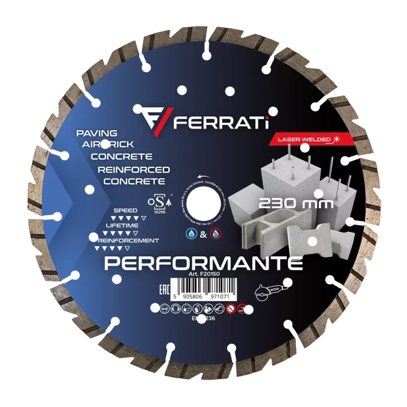 Tarcza diamentowa tnca 1A1RSS 230mm 22,23mm PERFORMANTE FERRATi